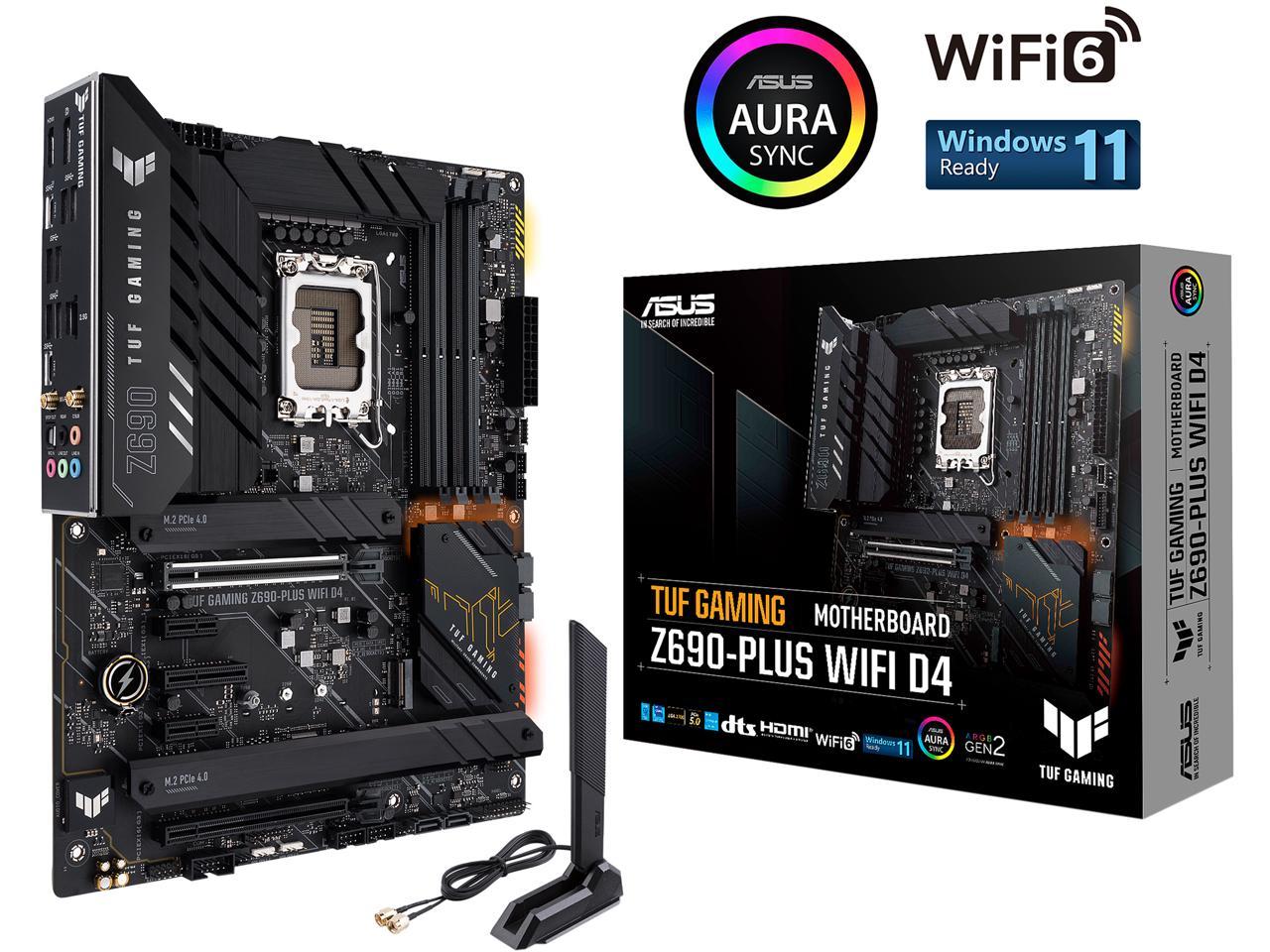 ASUS TUF Gaming Z690-Plus WiFi D4 LGA 1700(Intel®12th&13th Gen) ATX gaming motherboard(PCIe 5.0, DDR4,4xM.2/NVMe SSD,14+2 power stages,WiFi 6,Intel ® 2.5Gb LAN,front USB 3.2 Gen 2 Type-C®,Thunderbolt 4,Two-Way AI Noise Cancelation)