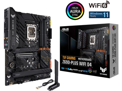 ASUS TUF Gaming Z690-Plus WiFi D4 LGA 1700(Intel®12th&13th Gen) ATX gaming motherboard(PCIe 5.0, DDR4,4xM.2/NVMe SSD,14+2 power stages,WiFi 6,Intel ® 2.5Gb LAN,front USB 3.2 Gen 2 Type-C®,Thunderbolt 4,Two-Way AI Noise Cancelation)