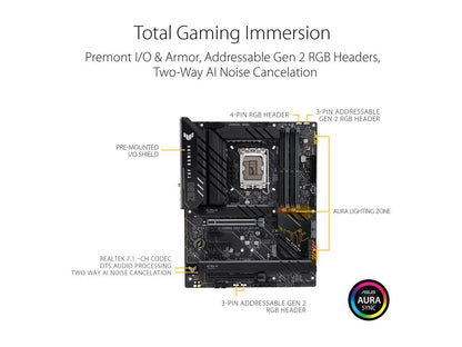 ASUS TUF Gaming Z690-Plus WiFi D4 LGA 1700(Intel®12th&13th Gen) ATX gaming motherboard(PCIe 5.0, DDR4,4xM.2/NVMe SSD,14+2 power stages,WiFi 6,Intel ® 2.5Gb LAN,front USB 3.2 Gen 2 Type-C®,Thunderbolt 4,Two-Way AI Noise Cancelation)