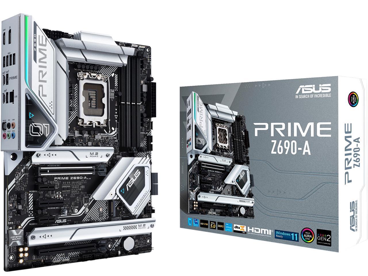 ASUS Prime Z690-A LGA 1700(Intel®12th&13th) ATX motherboard (16+1 DrMOS,PCIe 5.0,DDR5,4x M.2, Intel® 2.5 Gb LAN,USB 3.2 Gen 2 front panel Type-C,Thunderbolt™ 4,Aura Sync RGB lighting)