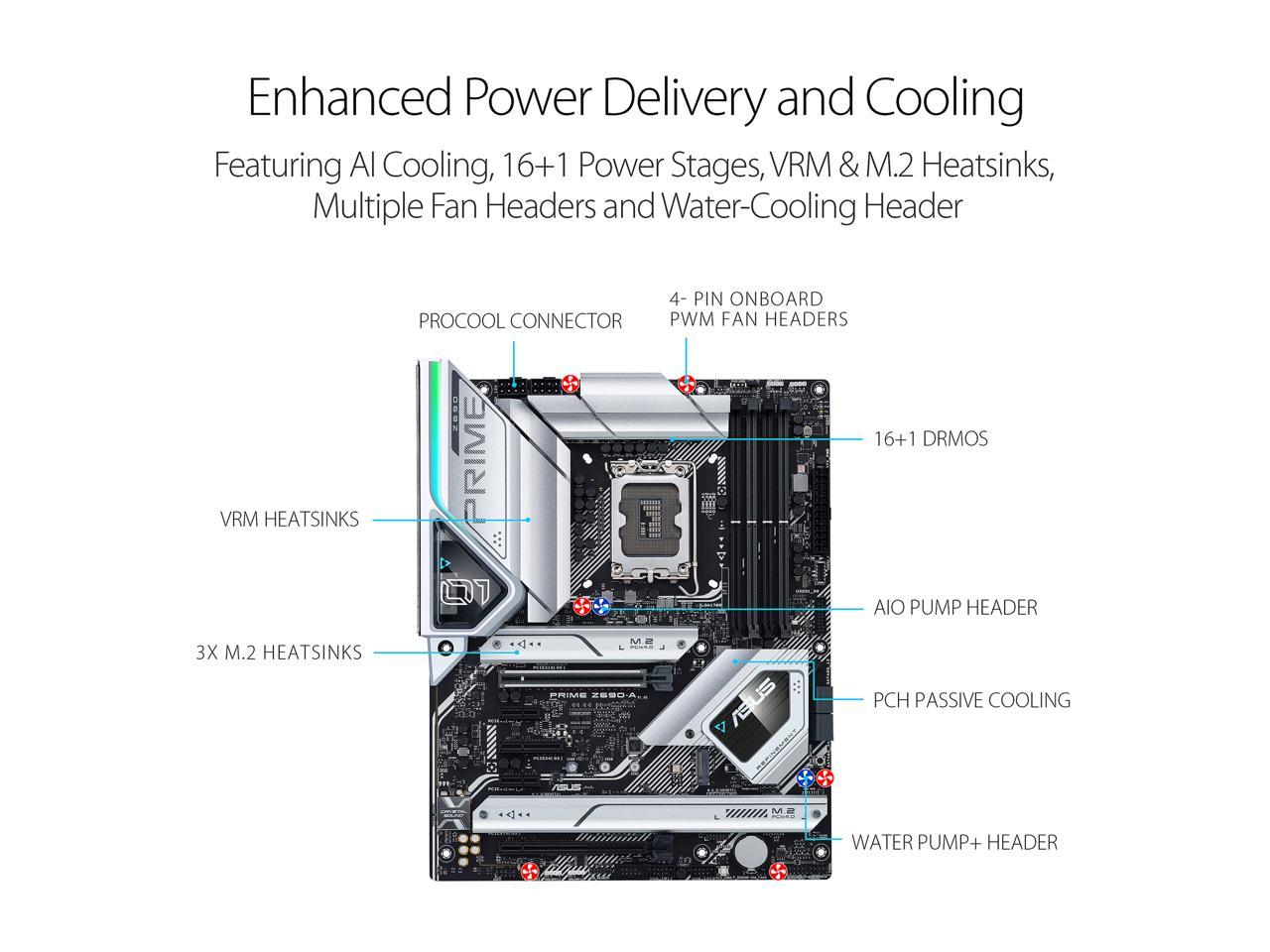 ASUS Prime Z690-A LGA 1700(Intel®12th&13th) ATX motherboard (16+1 DrMOS,PCIe 5.0,DDR5,4x M.2, Intel® 2.5 Gb LAN,USB 3.2 Gen 2 front panel Type-C,Thunderbolt™ 4,Aura Sync RGB lighting)