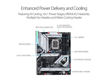 ASUS Prime Z690-A LGA 1700(Intel®12th&13th) ATX motherboard (16+1 DrMOS,PCIe 5.0,DDR5,4x M.2, Intel® 2.5 Gb LAN,USB 3.2 Gen 2 front panel Type-C,Thunderbolt™ 4,Aura Sync RGB lighting)