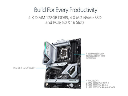 ASUS Prime Z690-A LGA 1700(Intel®12th&13th) ATX motherboard (16+1 DrMOS,PCIe 5.0,DDR5,4x M.2, Intel® 2.5 Gb LAN,USB 3.2 Gen 2 front panel Type-C,Thunderbolt™ 4,Aura Sync RGB lighting)