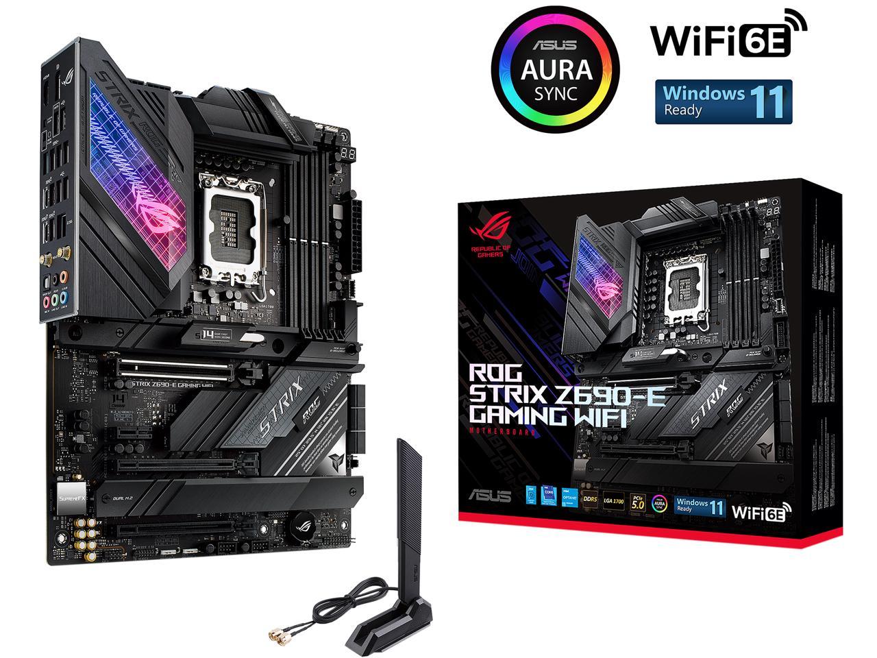 ASUS ROG Strix Z690-E Gaming WiFi 6E LGA 1700(Intel® 12th&13th Gen)ATX gaming motherboard(PCIe 5.0, DDR5,18+1 ower stages,2.5 Gb LAN,Bluetooth v5.2,Thunderbolt 4,support up to 5xM.2,1xPCIe 5.0 M.2)