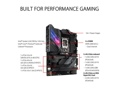 ASUS ROG Strix Z690-E Gaming WiFi 6E LGA 1700(Intel® 12th&13th Gen)ATX gaming motherboard(PCIe 5.0, DDR5,18+1 ower stages,2.5 Gb LAN,Bluetooth v5.2,Thunderbolt 4,support up to 5xM.2,1xPCIe 5.0 M.2)