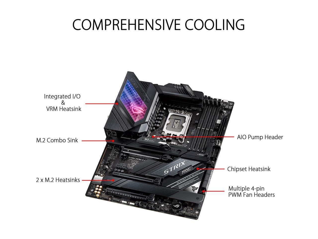 ASUS ROG Strix Z690-E Gaming WiFi 6E LGA 1700(Intel® 12th&13th Gen)ATX gaming motherboard(PCIe 5.0, DDR5,18+1 ower stages,2.5 Gb LAN,Bluetooth v5.2,Thunderbolt 4,support up to 5xM.2,1xPCIe 5.0 M.2)