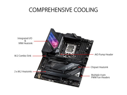 ASUS ROG Strix Z690-E Gaming WiFi 6E LGA 1700(Intel® 12th&13th Gen)ATX gaming motherboard(PCIe 5.0, DDR5,18+1 ower stages,2.5 Gb LAN,Bluetooth v5.2,Thunderbolt 4,support up to 5xM.2,1xPCIe 5.0 M.2)