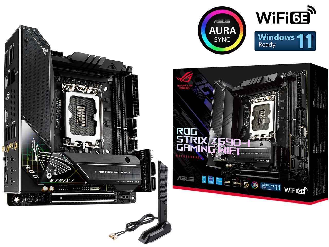 ASUS ROG Strix Z690-I Gaming WiFi 6E LGA 1700 (Intel® 12th&13th Gen) mini-ITX gaming motherboard (PCIe 5.0,DDR5,10 layer PCB,10+1 power stages,Thunderbolt 4 Onboard,Intel® 2.5 Gb LAN,USB 3.2 Gen 2x2 front panel Type-C)