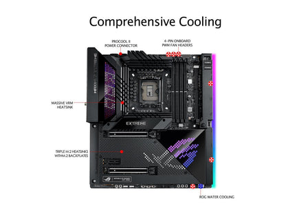 ASUS ROG Maximus Z690 Extreme (WiFi 6E) LGA 1700(Intel®12th&13th Gen) EATX gaming motherboard (PCIe 5.0, DDR5,24+1 105A power stages,5x M.2,1xPCIe 5.0 M.2,10Gb&2.5Gb LAN,2xThunderbolt 4 onboard, AniMe Matrix LED.)