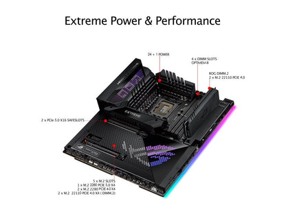 ASUS ROG Maximus Z690 Extreme (WiFi 6E) LGA 1700(Intel®12th&13th Gen) EATX gaming motherboard (PCIe 5.0, DDR5,24+1 105A power stages,5x M.2,1xPCIe 5.0 M.2,10Gb&2.5Gb LAN,2xThunderbolt 4 onboard, AniMe Matrix LED.)