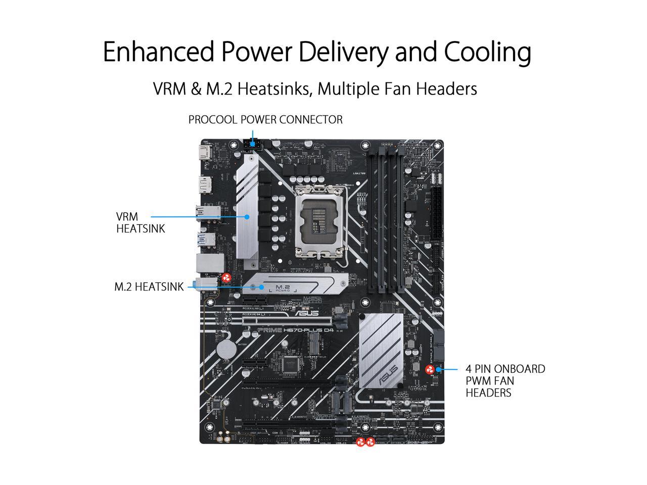 ASUS PRIME H670-PLUS D4 LGA 1700 (Intel 12th & 13th Gen) ATX Motherboard (PCIe 4.0, DDR4, 3xM.2 slots, 2.5Gb LAN, DP, HDMI, Aura Sync)