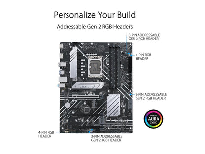 ASUS PRIME H670-PLUS D4 LGA 1700 (Intel 12th & 13th Gen) ATX Motherboard (PCIe 4.0, DDR4, 3xM.2 slots, 2.5Gb LAN, DP, HDMI, Aura Sync)