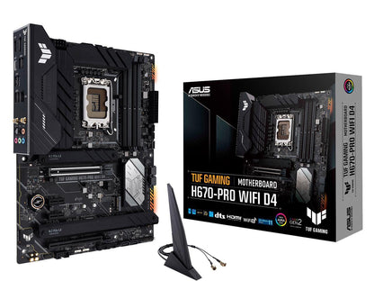 ASUS TUF GAMING H670-PRO WIFI D4 LGA 1700 (Intel 12th &13th Gen) ATX Gaming Motherboard (PCIe 5.0, DDR4, 14+1 DrMOS, 4xPCIe 4.0 M.2 Slots, WiFi 6, 2.5 Gb LAN, Front USB 3.2 Gen 1 Type-C)