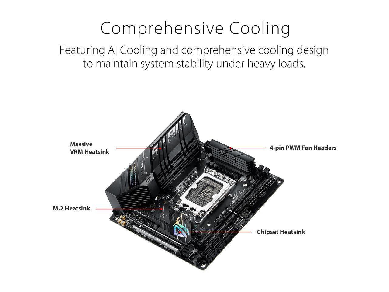 ASUS ROG STRIX B660-I GAMING WIFI LGA 1700 (Intel 12th & 13th Gen) Mini-ITX Gaming Motherboard (PCIe 5.0, 8+1 power stages, DDR5, WiFi 6, 2.5 Gb LAN, 2xM.2 PCIe 4.0 NVMe SSD support, USB 3.2 Gen 2x2 Type-C)