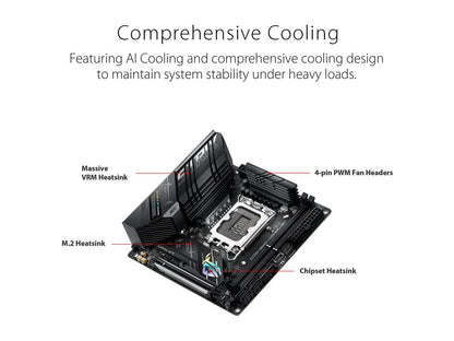 ASUS ROG STRIX B660-I GAMING WIFI LGA 1700 (Intel 12th & 13th Gen) Mini-ITX Gaming Motherboard (PCIe 5.0, 8+1 power stages, DDR5, WiFi 6, 2.5 Gb LAN, 2xM.2 PCIe 4.0 NVMe SSD support, USB 3.2 Gen 2x2 Type-C)