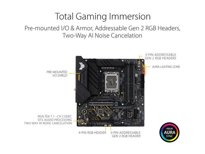 ASUS TUF GAMING B660M-PLUS WIFI D4 LGA 1700 (Intel 12th & 13th Gen) mATX Gaming Motherboard (PCIe 5.0, DDR4, 10+1 DrMOS, 2xPCIe 4.0 M.2 Slots, WiFi 6, 2.5 Gb LAN, Front USB 3.2 Gen 1 Type-C)