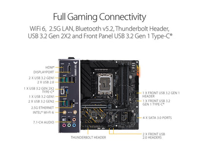 ASUS TUF GAMING B660M-PLUS WIFI D4 LGA 1700 (Intel 12th & 13th Gen) mATX Gaming Motherboard (PCIe 5.0, DDR4, 10+1 DrMOS, 2xPCIe 4.0 M.2 Slots, WiFi 6, 2.5 Gb LAN, Front USB 3.2 Gen 1 Type-C)