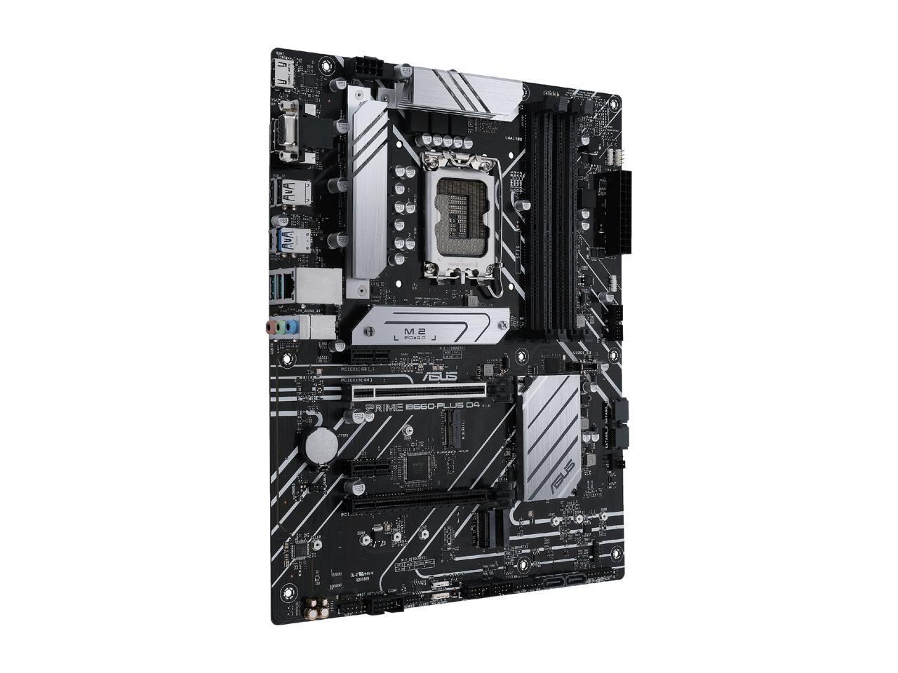 ASUS PRIME B660-PLUS D4 LGA 1700 (Intel 12th & 13th Gen) ATX Motherboard (PCIe 4.0, DDR4, 3xM.2 slots, 2.5Gb LAN, rear USB 3.2 Gen 2x2 Type-C, front USB 3.2 Gen 1 Type-C)