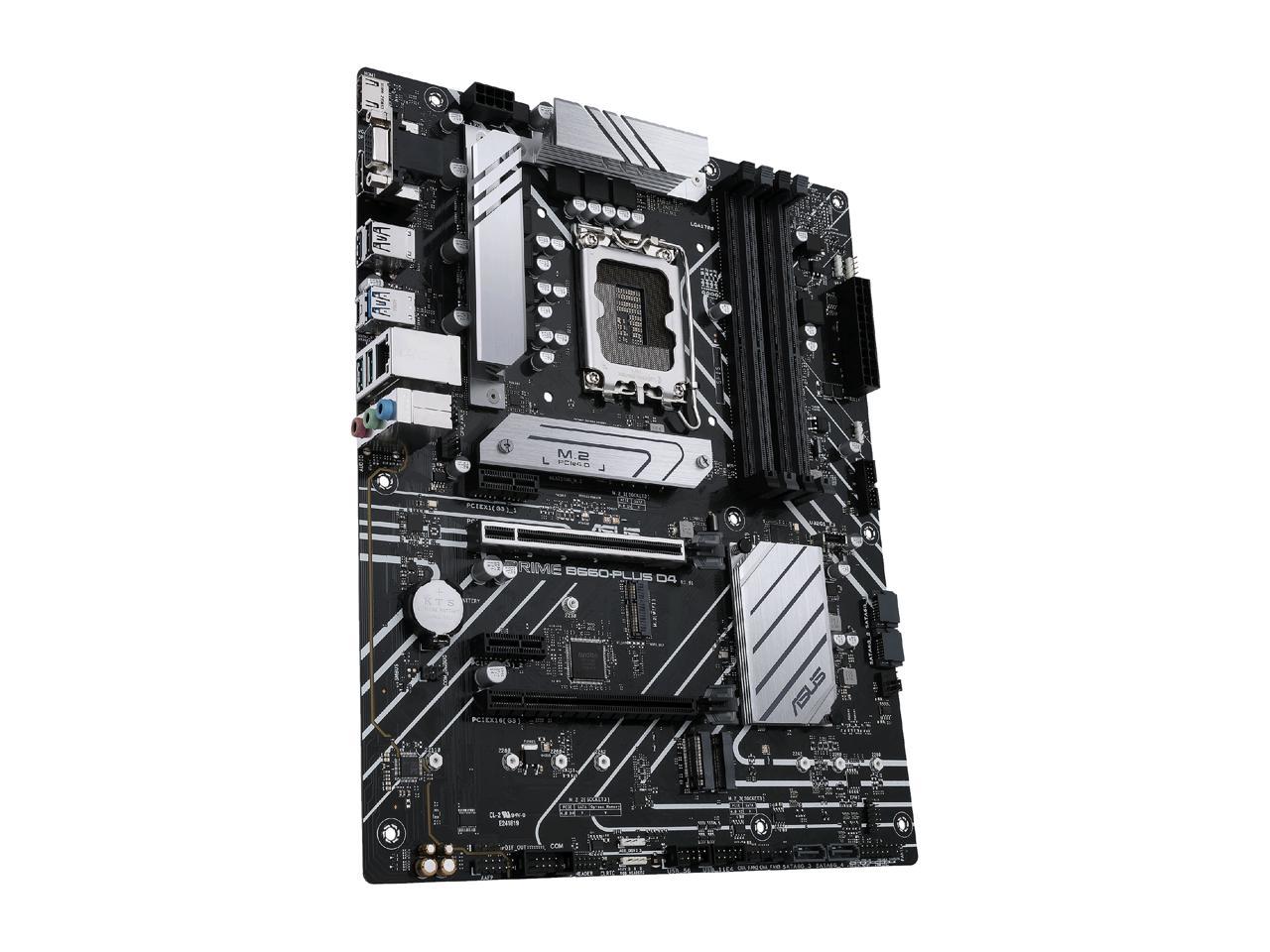 ASUS PRIME B660-PLUS D4 LGA 1700 (Intel 12th & 13th Gen) ATX Motherboard (PCIe 4.0, DDR4, 3xM.2 slots, 2.5Gb LAN, rear USB 3.2 Gen 2x2 Type-C, front USB 3.2 Gen 1 Type-C)