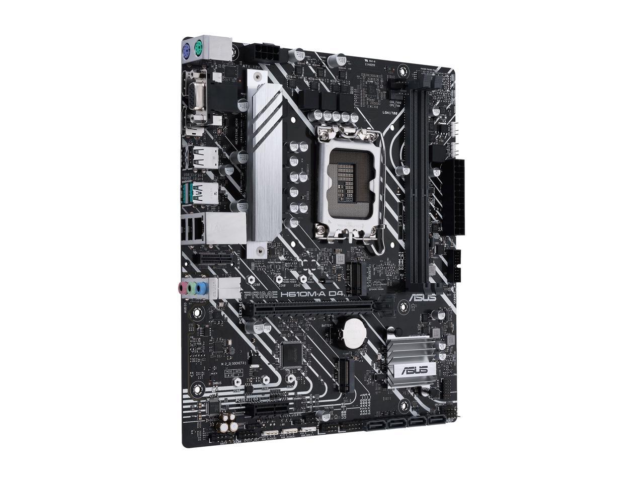ASUS PRIME H610M-A D4-CSM LGA 1700 (Intel 12th & 13th Gen) Micro-ATX Commercial Motherboard (PCIe 4.0, DDR4, 2xM.2 slots, 1Gb LAN, rear USB 3.2 Gen 2 ports, DP/HDMI/D-Sub, SPI-TPM header, ACCE)