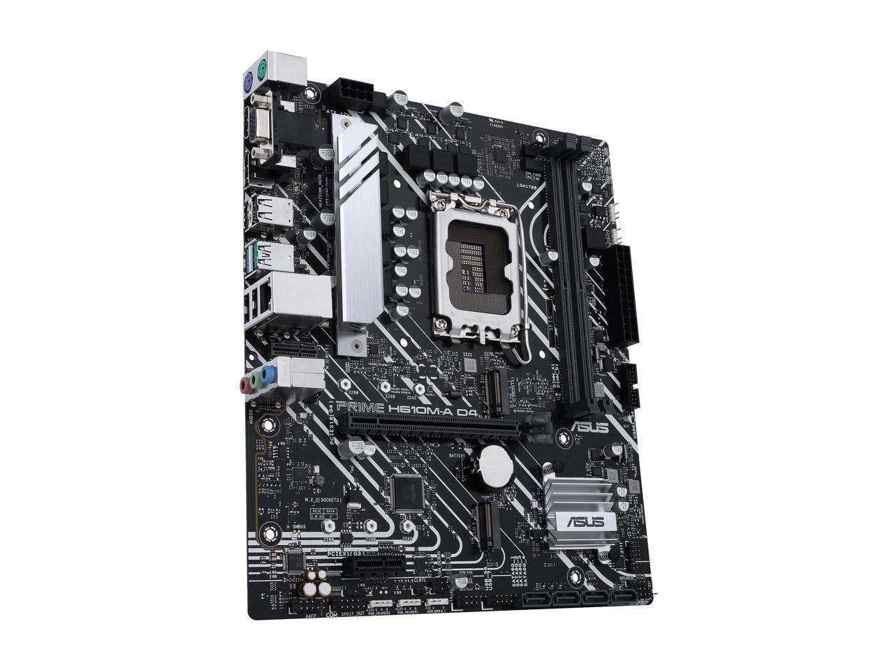 ASUS PRIME H610M-A D4-CSM LGA 1700 (Intel 12th & 13th Gen) Micro-ATX Commercial Motherboard (PCIe 4.0, DDR4, 2xM.2 slots, 1Gb LAN, rear USB 3.2 Gen 2 ports, DP/HDMI/D-Sub, SPI-TPM header, ACCE)