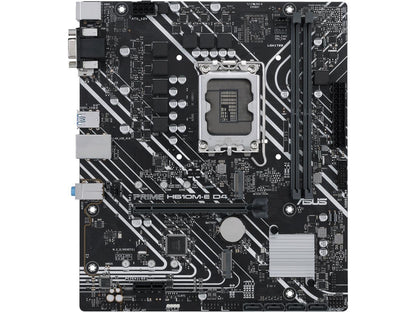 ASUS PRIME H610M-E D4 LGA 1700 (Intel 12th & 13th Gen) mATX Motherboard (PCIe 4.0, DDR4, 2xM.2 slots, 1Gb LAN, DisplayPort/HDMI/D-Sub, USB 3.2 Gen 1 ports, SATA 6 Gbps, COM header, RGB header)