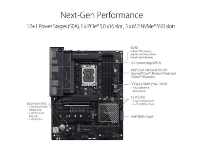 ASUS ProArt B660-Creator D4 LGA 1700 (Intel 12th & 13th Gen) Content Creator ATX Motherboard (PCIe 5.0, DDR4, 2.5G/1G LAN, 3xM.2/NVMe SSD, front panel USB 3.2 Gen2x2 Type-C ports with 60W charging)