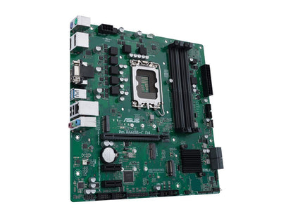 ASUS Pro B660M-C D4-CSM LGA 1700 (Intel 12th&13th Gen) Micro-ATX Commercial Motherboard (PCIe 4.0, DDR4, 2xM.2 slots, M.2 slot only (Key E), front USB 3.2 Gen 1 Type-C, TPM 2.0 IC onboard, Q-LED Core, Mono-out header(with Amp IC))