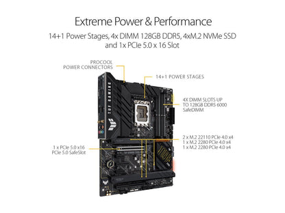 ASUS TUF Gaming Z690-Plus WiFi LGA 1700(Intel®12th&13th Gen) ATX gaming motherboard(PCIe 5.0, DDR5,4xM.2/NVMe SSD,14+2 power stages,WiFi 6,Intel ® 2.5Gb LAN,front USB 3.2 Gen 2 Type-C®,Thunderbolt 4,Two-Way AI Noise Cancelation)