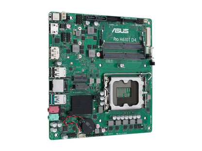 ASUS Pro H610T D4-CSM LGA 1700 (Intel 12th & 13th Gen & Intel vPro) TCO-optimized Commercial Motherboard (PCIe 4.0, DP, LVDS, SO-DIMM DDR4 3200, USB 3.2 Gen 2, M.2 PCIe 4.0 slot, M.2 key E slot)