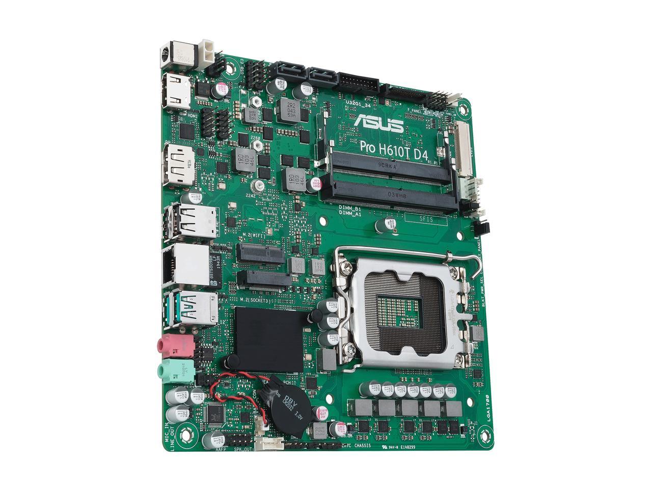 ASUS Pro H610T D4-CSM LGA 1700 (Intel 12th & 13th Gen & Intel vPro) TCO-optimized Commercial Motherboard (PCIe 4.0, DP, LVDS, SO-DIMM DDR4 3200, USB 3.2 Gen 2, M.2 PCIe 4.0 slot, M.2 key E slot)