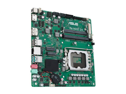 ASUS Pro H610T D4-CSM LGA 1700 (Intel 12th & 13th Gen & Intel vPro) TCO-optimized Commercial Motherboard (PCIe 4.0, DP, LVDS, SO-DIMM DDR4 3200, USB 3.2 Gen 2, M.2 PCIe 4.0 slot, M.2 key E slot)