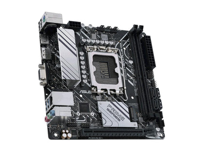 ASUS PRIME H610I-PLUS D4 LGA 1700 (Intel 12th & 13th Gen & Intel vPro) mini ITX Motherboard (PCIe 4.0, DDR4, USB 3.2 Gen 1 Type-A, M.2 slot, 1 Gb Lan, DP/HDMI/D-Sub, V-M.2 slot (Key E), Q-LED)
