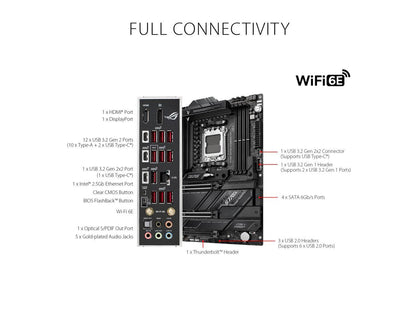 ASUS ROG STRIX X670E-E GAMING WIFI 6E Socket AM5 (LGA 1718) Ryzen 7000 ATX gaming motherboard(18+2 power stages,PCIe 5.0, DDR5 support, four M.2 slots with heatsinks, USB 3.2 Gen 2x2, WiFi 6E, AI Cooling II,PCIe Slot Q-Release, M.2 Q-Latch)