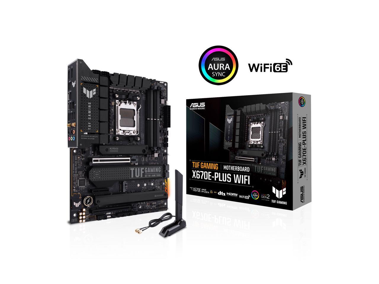 ASUS TUF GAMING X670E-PLUS WIFI 6E Socket AM5 (LGA 1718) Ryzen 7000 ATX Gaming Motherboard (16 Power Stages, PCIe 5.0, DDR5 Memory, Four M.2 Slots, WiFi 6E and 2.5 Gb Ethernet, USB 4 Header, Two-Way AI Noise Cancelation, Aura RGB Lighting)