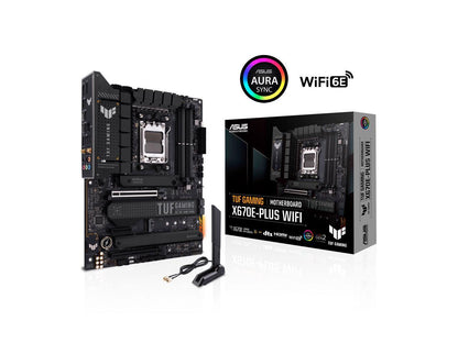 ASUS TUF GAMING X670E-PLUS WIFI 6E Socket AM5 (LGA 1718) Ryzen 7000 ATX Gaming Motherboard (16 Power Stages, PCIe 5.0, DDR5 Memory, Four M.2 Slots, WiFi 6E and 2.5 Gb Ethernet, USB 4 Header, Two-Way AI Noise Cancelation, Aura RGB Lighting)