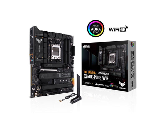 ASUS TUF GAMING X670E-PLUS WIFI 6E Socket AM5 (LGA 1718) Ryzen 7000 ATX Gaming Motherboard (16 Power Stages, PCIe 5.0, DDR5 Memory, Four M.2 Slots, WiFi 6E and 2.5 Gb Ethernet, USB 4 Header, Two-Way AI Noise Cancelation, Aura RGB Lighting)
