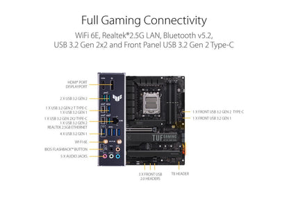 ASUS TUF GAMING X670E-PLUS WIFI 6E Socket AM5 (LGA 1718) Ryzen 7000 ATX Gaming Motherboard (16 Power Stages, PCIe 5.0, DDR5 Memory, Four M.2 Slots, WiFi 6E and 2.5 Gb Ethernet, USB 4 Header, Two-Way AI Noise Cancelation, Aura RGB Lighting)