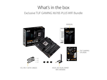 ASUS TUF GAMING X670E-PLUS WIFI 6E Socket AM5 (LGA 1718) Ryzen 7000 ATX Gaming Motherboard (16 Power Stages, PCIe 5.0, DDR5 Memory, Four M.2 Slots, WiFi 6E and 2.5 Gb Ethernet, USB 4 Header, Two-Way AI Noise Cancelation, Aura RGB Lighting)