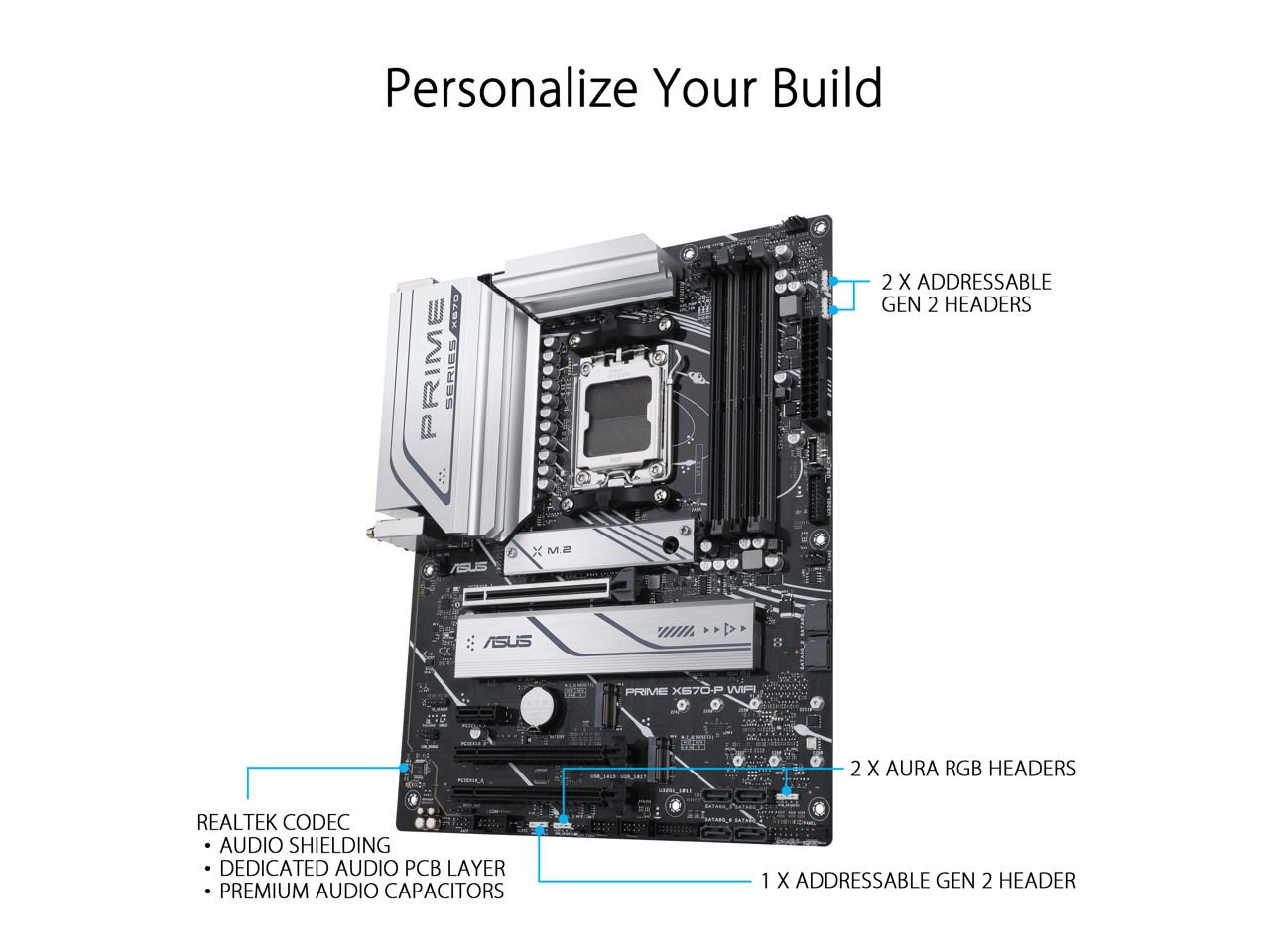 ASUS Prime X670-P WiFi Socket AM5 (LGA 1718) Ryzen 7000 ATX Motherboard (DDR5, Three M.2 Slots, USB 3.2 Gen 2x2 Type-C, USB4 Support, WiFi 6 and 2.5Gb Ethernet)