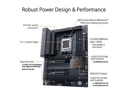 ASUS ProArt X670E-Creator WiFi 6E Socket AM5 (LGA 1718) Ryzen 7000 ATX Content Creator Motherboard (PCIe 5.0, DDR5, 16+2 Power Stages, USB4, 10Gb & 2.5Gb LAN, WiFi 6E, Four M.2 Slots, Front Panel USB 3.2 Gen2x2 Type-C Ports)