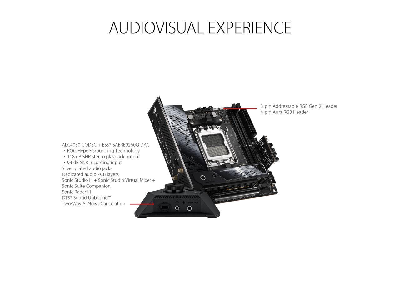 ASUS ROG STRIX X670E-I GAMING WIFI 6E Socket AM5 (LGA 1718) Ryzen 7000 mini-ITX Gaming Motherboard (PCIe 5.0, DDR5, 10 + 2 power stages, ROG Strix Hive, EZ Mode PBO Button, Two M.2 Slots, Two USB4 Type-C Ports)