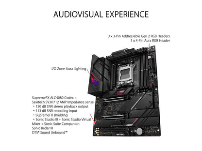 ASUS ROG STRIX B650E-E GAMING WiFi Socket AM5 (LGA 1718) Ryzen 7000 gaming motherboard(16 + 2 power stages, DDR5, 4x M.2 slots, PCIe® 5.0, WiFi 6E, 2.5G LAN, USB 3.2 Gen 2x2 Type-C® rear I/O port, Aura Sync RGBc)