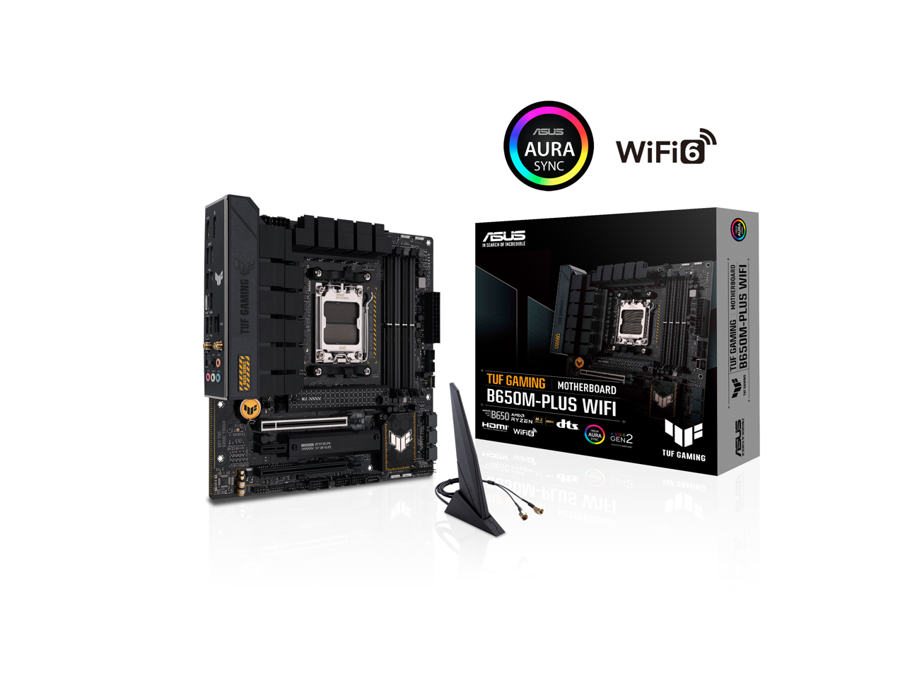 ASUS TUF GAMING B650M-PLUS WIFI Socket AM5 (LGA 1718) Ryzen 7000 mATX gaming motherboard(14 power stages, PCIe 5.0 M.2 support, DDR5 memory, 2.5 Gb Ethernet, WiFi 6, USB4 support and Aura Sync)
