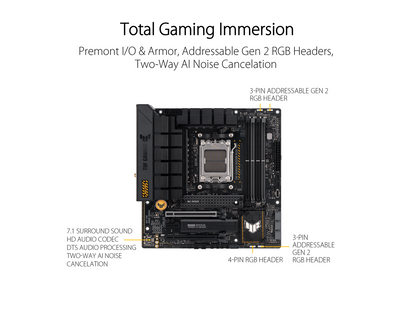 ASUS TUF GAMING B650M-PLUS WIFI Socket AM5 (LGA 1718) Ryzen 7000 mATX gaming motherboard(14 power stages, PCIe 5.0 M.2 support, DDR5 memory, 2.5 Gb Ethernet, WiFi 6, USB4 support and Aura Sync)