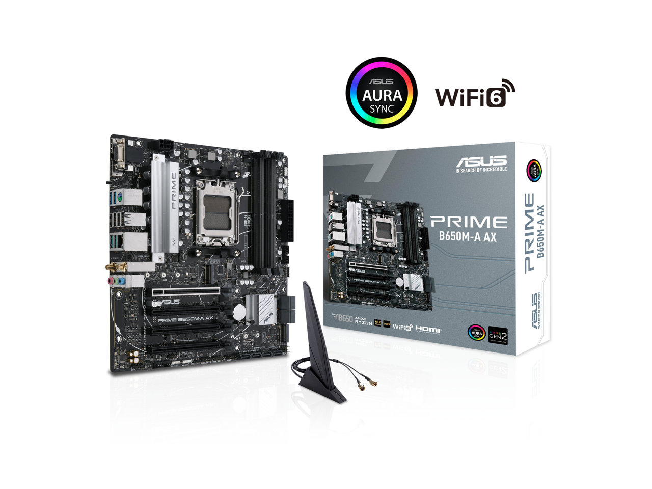 ASUS Prime B650M-A AX AMD B650(Ryzen 7000) Micro-ATX motherboard(DDR5, PCIe 5.0 M.2 support, 2.5Gb Ethernet, Wi-Fi 6, DisplayPort, HDMI ,USB 3.2 Gen 2 ports, front USB 3.2 Gen 1 Type-C, BIOS FlashBack, CEC Tier II ready)