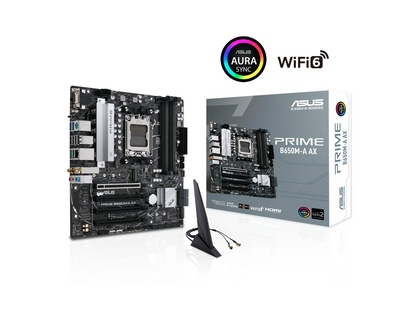 ASUS Prime B650M-A AX AMD B650(Ryzen 7000) Micro-ATX motherboard(DDR5, PCIe 5.0 M.2 support, 2.5Gb Ethernet, Wi-Fi 6, DisplayPort, HDMI ,USB 3.2 Gen 2 ports, front USB 3.2 Gen 1 Type-C, BIOS FlashBack, CEC Tier II ready)