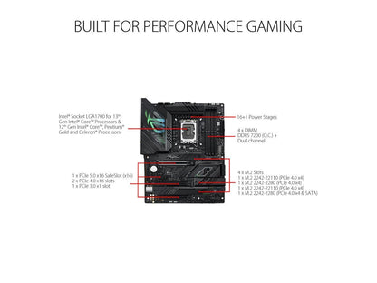 ASUS ROG Strix Z790-F Gaming WiFi 6E LGA 1700(Intel® 13th&12th Gen) ATX gaming motherboard(16 + 1 power stages,DDR5,four M.2 slots, PCIe® 5.0,WiFi 6E,USB 3.2 Gen 2x2 Type-C® with PD 3.0 up to 30W)
