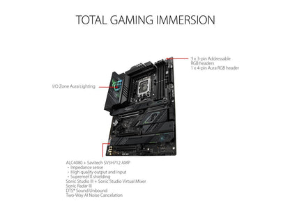 ASUS ROG Strix Z790-F Gaming WiFi 6E LGA 1700(Intel® 13th&12th Gen) ATX gaming motherboard(16 + 1 power stages,DDR5,four M.2 slots, PCIe® 5.0,WiFi 6E,USB 3.2 Gen 2x2 Type-C® with PD 3.0 up to 30W)