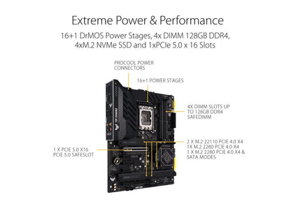 ASUS TUF Gaming Z790-Plus WiFi D4 LGA 1700 (Intel 12th&13th Gen) ATX Gaming Motherboard (PCIe 5.0, DDR4, 4xM.2 Slots, 16+1 DrMOS, WiFi 6, Intel 2.5Gb LAN, Front USB 3.2 Gen 2 Type-C, Thunderbolt 4 (USB4), Aura RGB Lighting)